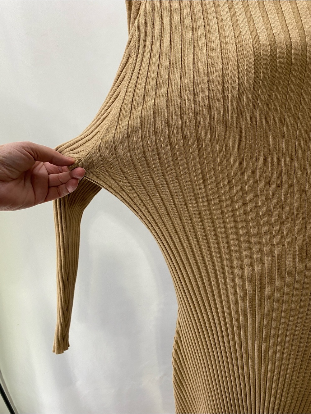 LANE BRYANT Tan/Black Colorblock Stretchy Ribbed Maxi—Mock Turtleneck—Sz 18/20 - Picture 9 of 15